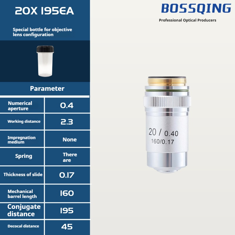 4X 10X 20X 40X 60X 100X Achromatic Objective Lens 195 Mm Conjugate Distance Tube Length 180Mm Biological Microscope Objective: Orange