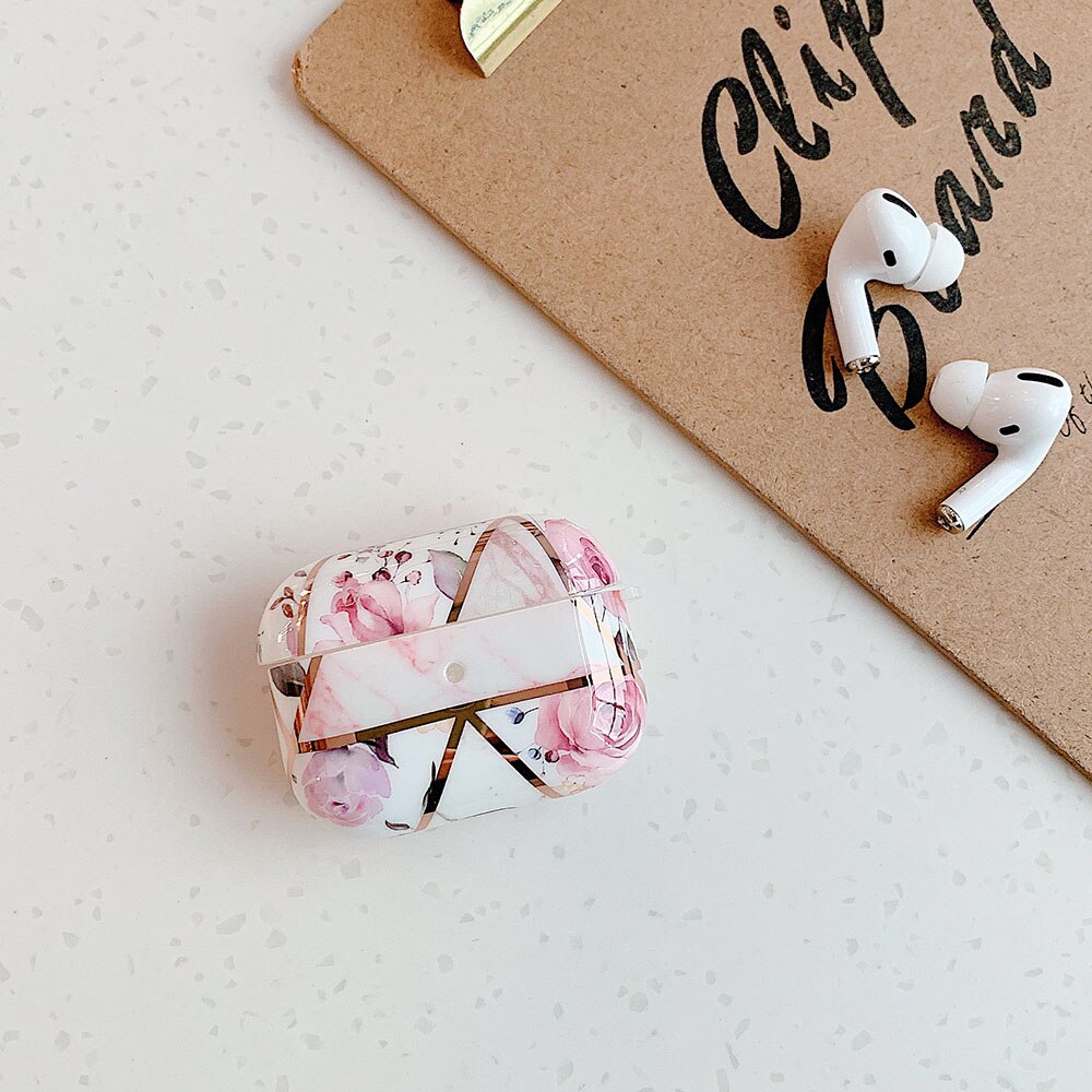 Luxury Geometric Marble Case For AirPods Pro 2 1 Cute Retro Flowers for Air Pods 3 Soft Protective Cover Earphone Accessories: B for AirPods Pro