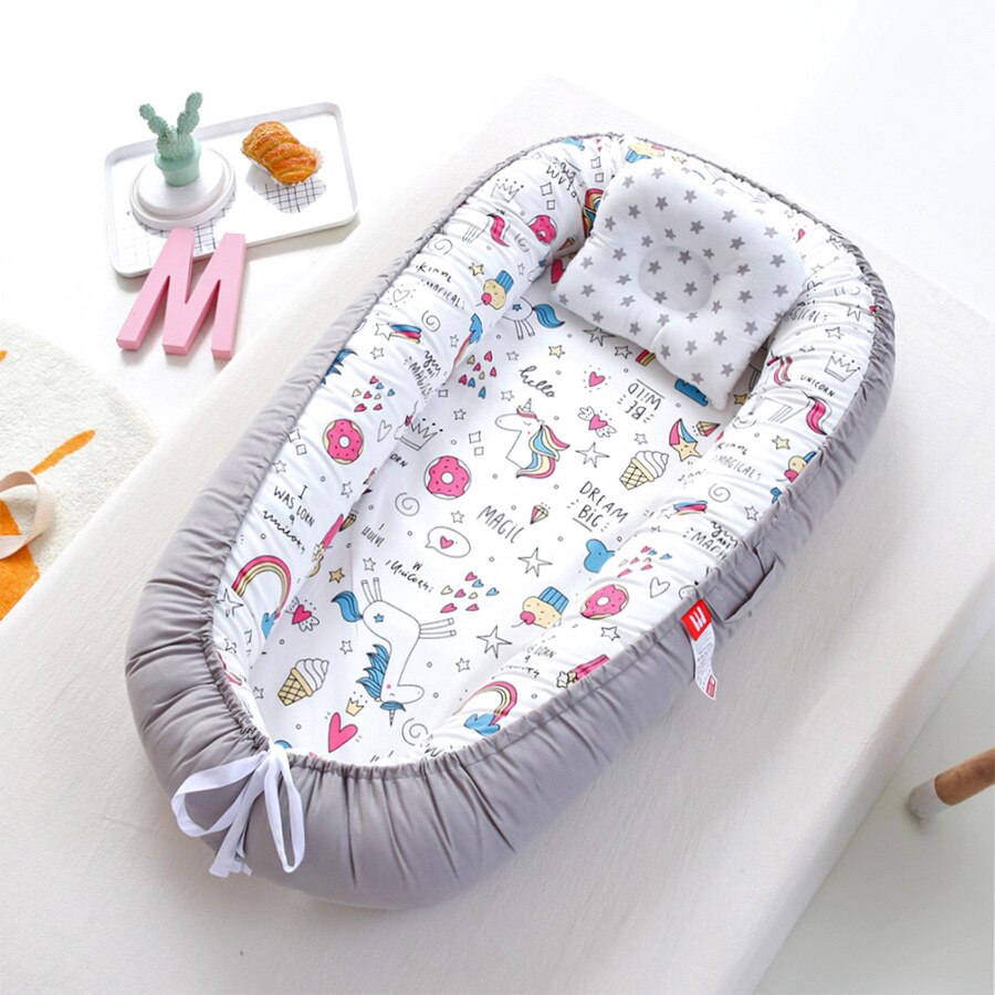 Baby Cradle Baby Cradle Newborn Mattress for Crib &amp; Bassinet Soft Multi Function for Thanksgiving: Grey Pony cotton