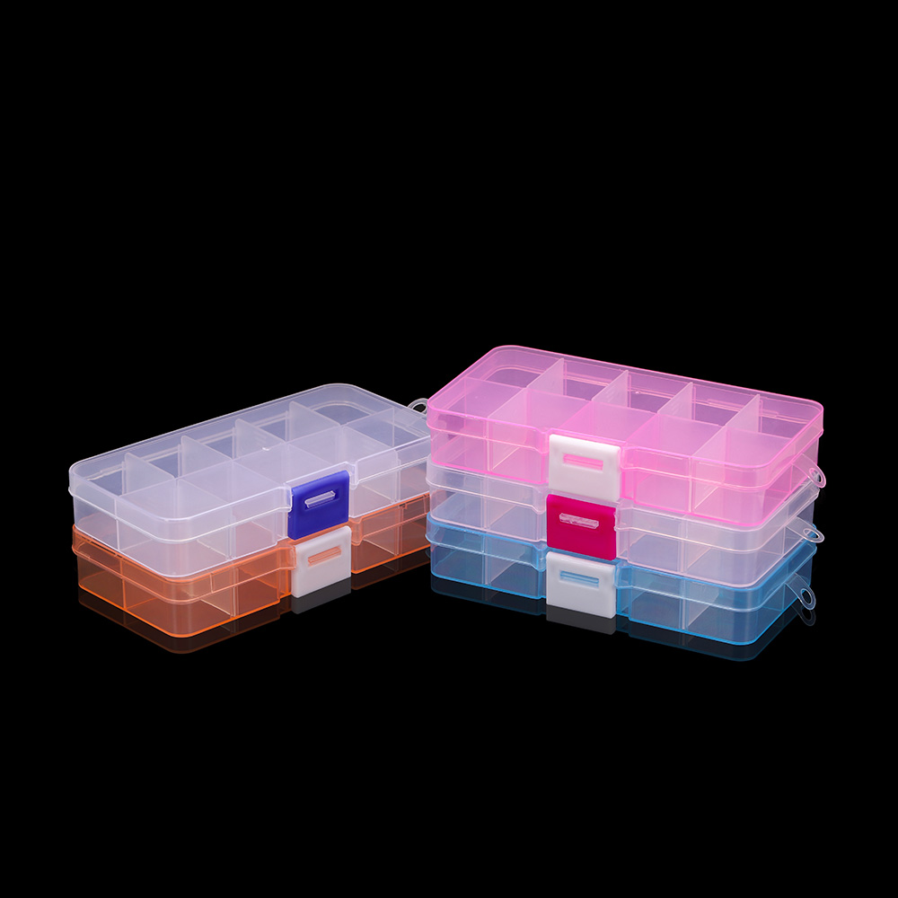 10 Slots Adjustable Clear Plastic Rectangle Storage Box Case Holder Craft Organizer Beads Jewelry Container For Jewelry Storage