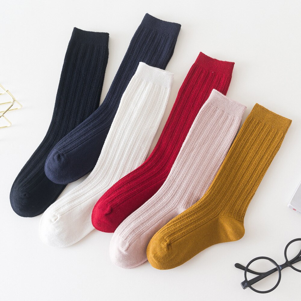 Kids Kinderen Katoenen Kniekousen Voor Meisjes Solid Gestreepte Baby Meisje Kniehoge Sokken Winter Sokken Voor Jongens Half sokken