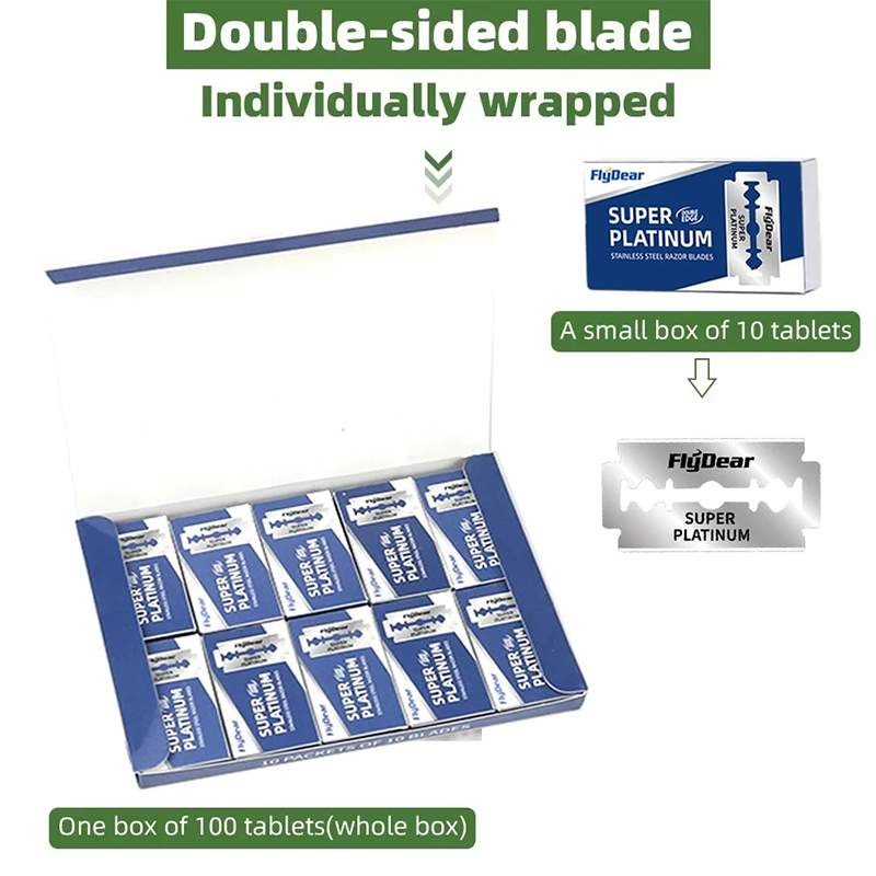 100 kpl -10 kpl ruostumattomasta teräksestä valmistettua turvapartahöylää, kaksiteräiset partakoneet miesten parturi- ja parranajokarvanpoistoon