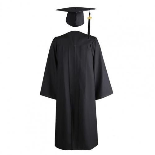 Unisex Adult Graduation Gown Robes Cap Clothing Set For High School University Academic Dress Collage Student Uniform: Black / XXL