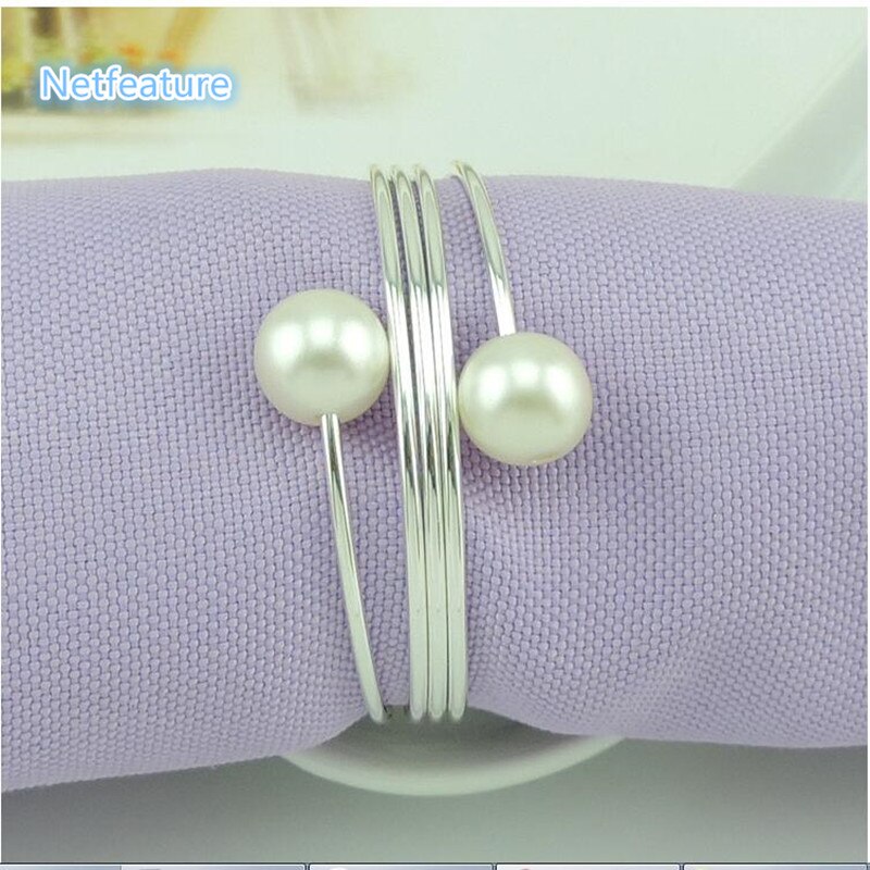 Lot de 12 porte-serviettes en métal perlé pour hôtel, fournitures de mariage, anneau de serviette, décoration de table de restaurant, boucle