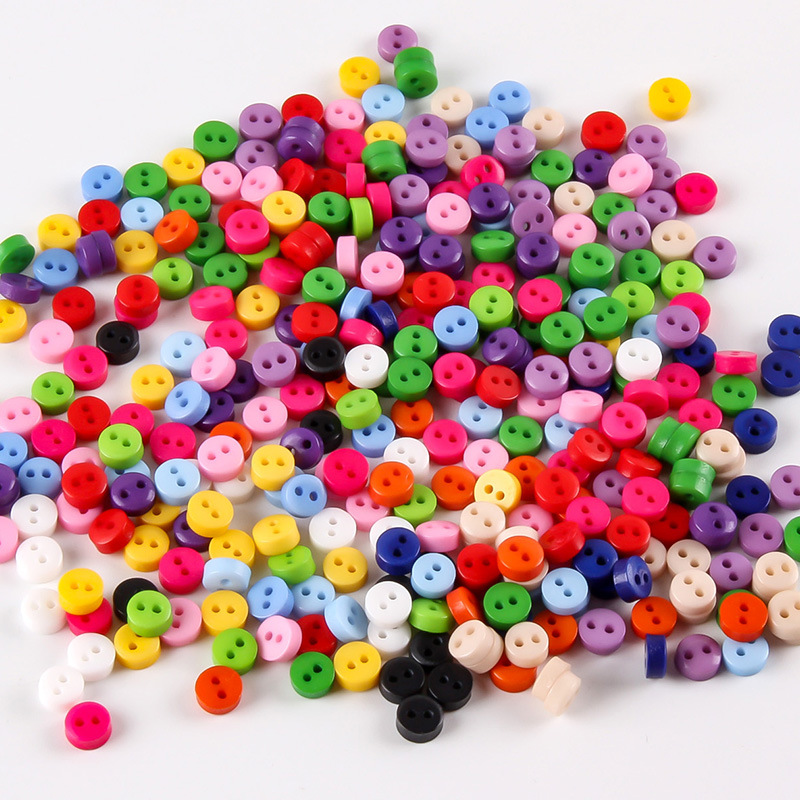 100 Uds. Mini botones de resina de 6mm, accesorios de costura coloridos para ropa infantil, álbum de recortes DIY con dos agujeros