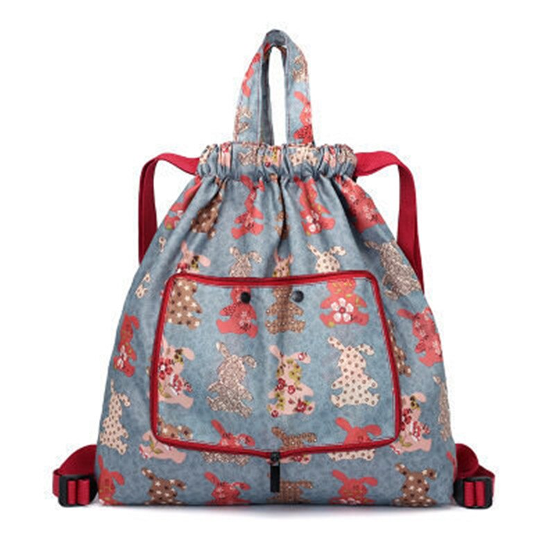 Grote Capaciteit Opvouwbare Koord Rugzak Schouder Wandelen Rugzak Opslag Drawsting Zak Bloem Zakken Vrouwelijke: M