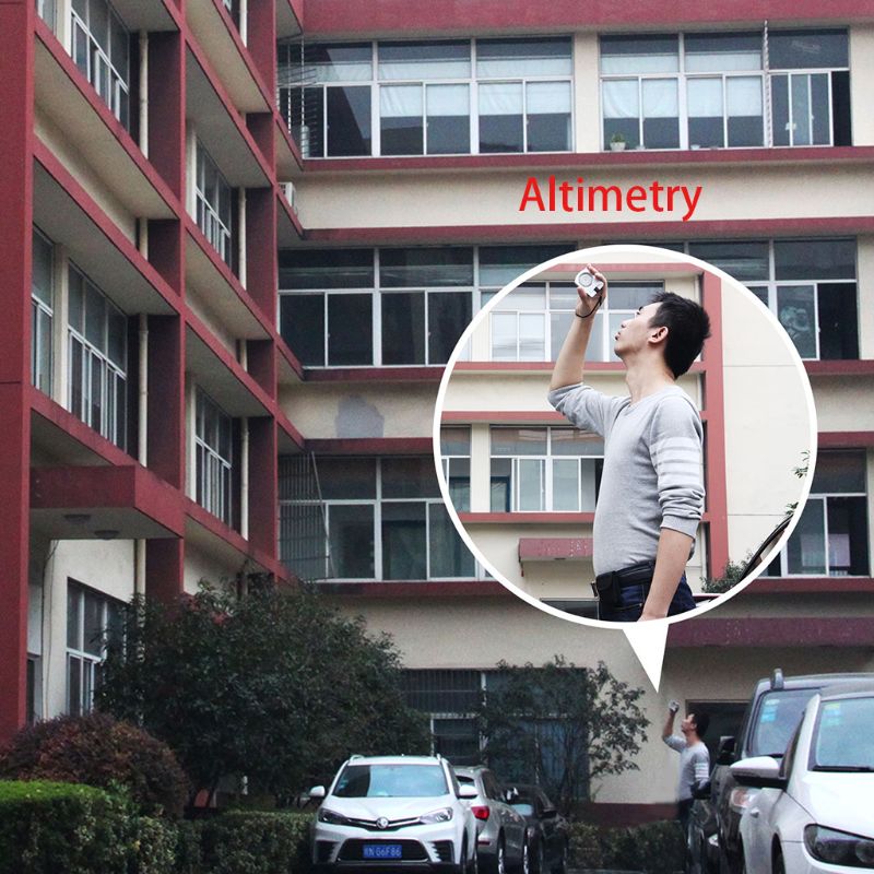 Aluminum Accurate Altimeter Compact Handheld Clinometer for Measuring Heights Slopes Angles Silver