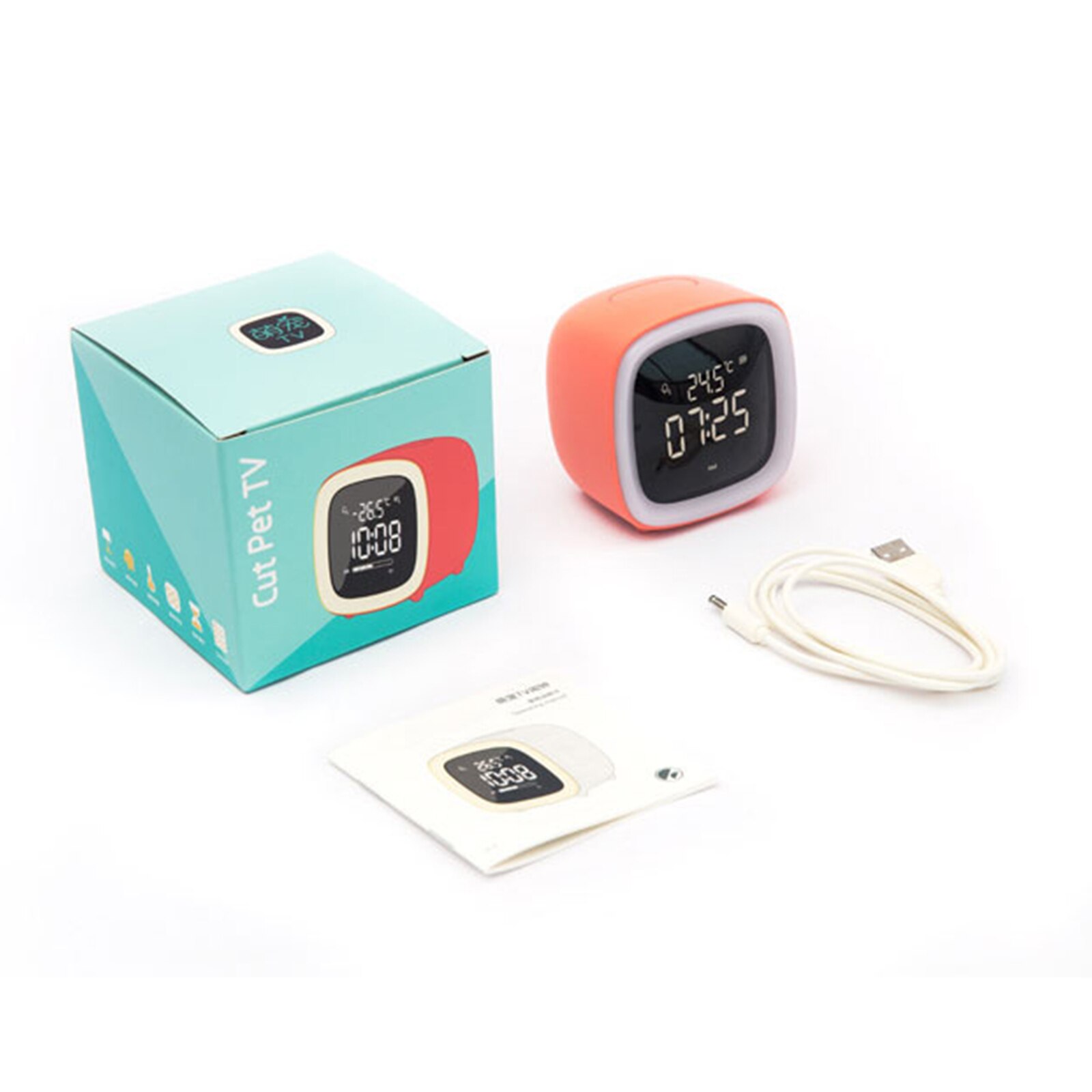 Led Cartoon Alarm Clocks Cute Tv Pet Kids Clock Voice Control Night Wake Up Light Table Clock Temperature Display