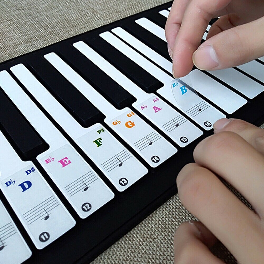 61/88 Key Piano Sticker Music Note Chart Keyboard Adhesive Finger Practice Stickers