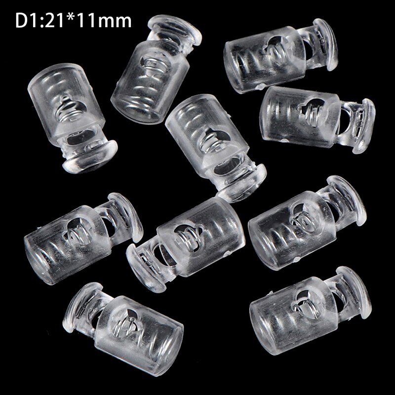10pcs Transparent Clear Cord Lock Plastic Stopper Cord Ends Toggles Clip Buckle Frost Shoelace Sportswear DIY Bag Accessories: D1
