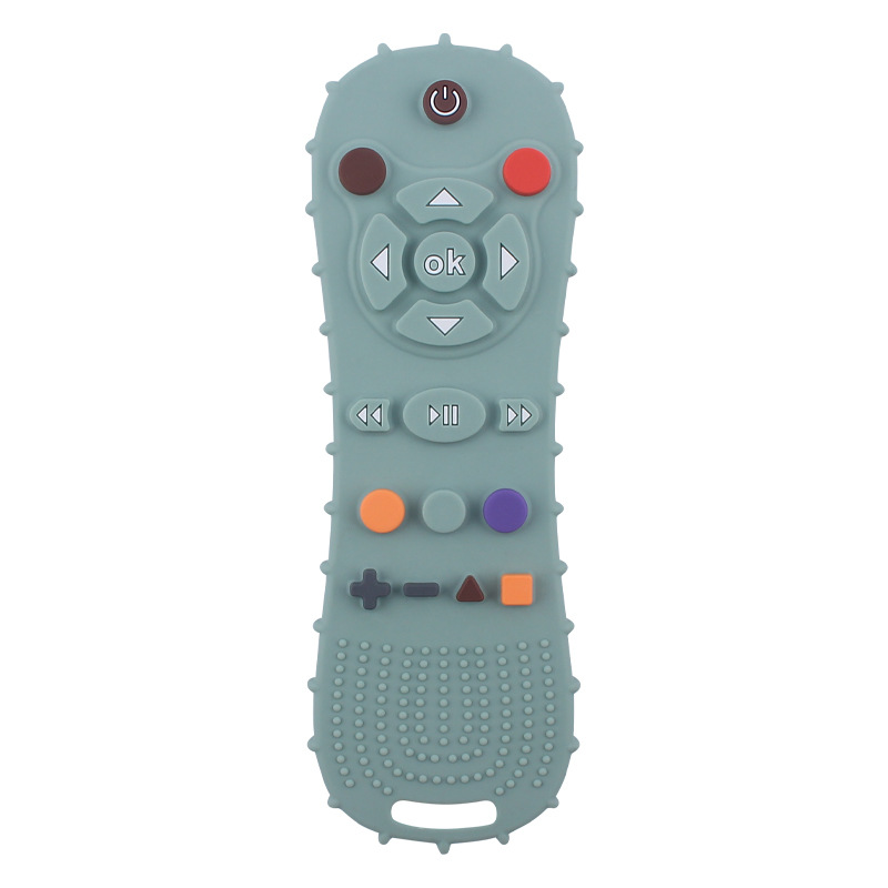 Anneau de dentition en Silicone avec télécommande pour bébé, 1 pièce, gants Anti-alimentation, sucette, Bracelet, bâton de dentition, jouets à mordre: Gris clair