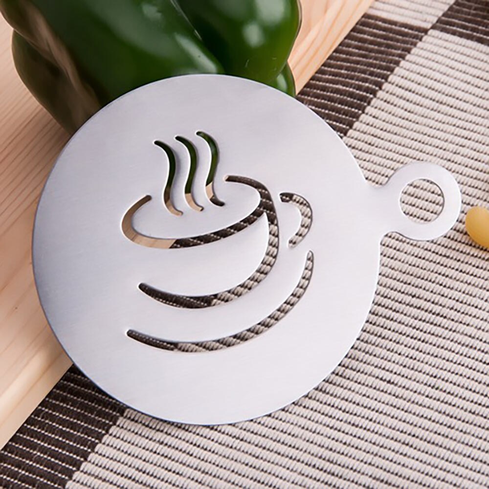 6 stuks koffiecake roestvrijstalen sjabloon decoratie cupcake sjabloon mal cappuccino latte sjabloon koffie mal kookgerei