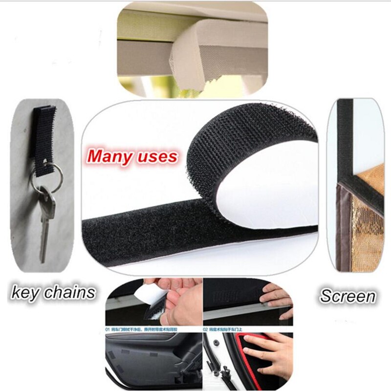 Black White Hook and Loop 2 Rolls 3cm*1 Meter Sticky Self-Adhesive Magic Sticker 30mm Adhesive Fastener Grip Tape Strong Glue