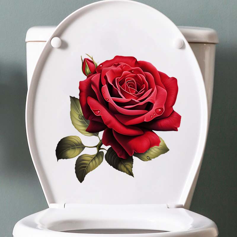Romantic Rose Wall Sticker Bathroom Toilet Decor Living Room Cabinet Refrigerator Home Decoration Decals Stickers S424