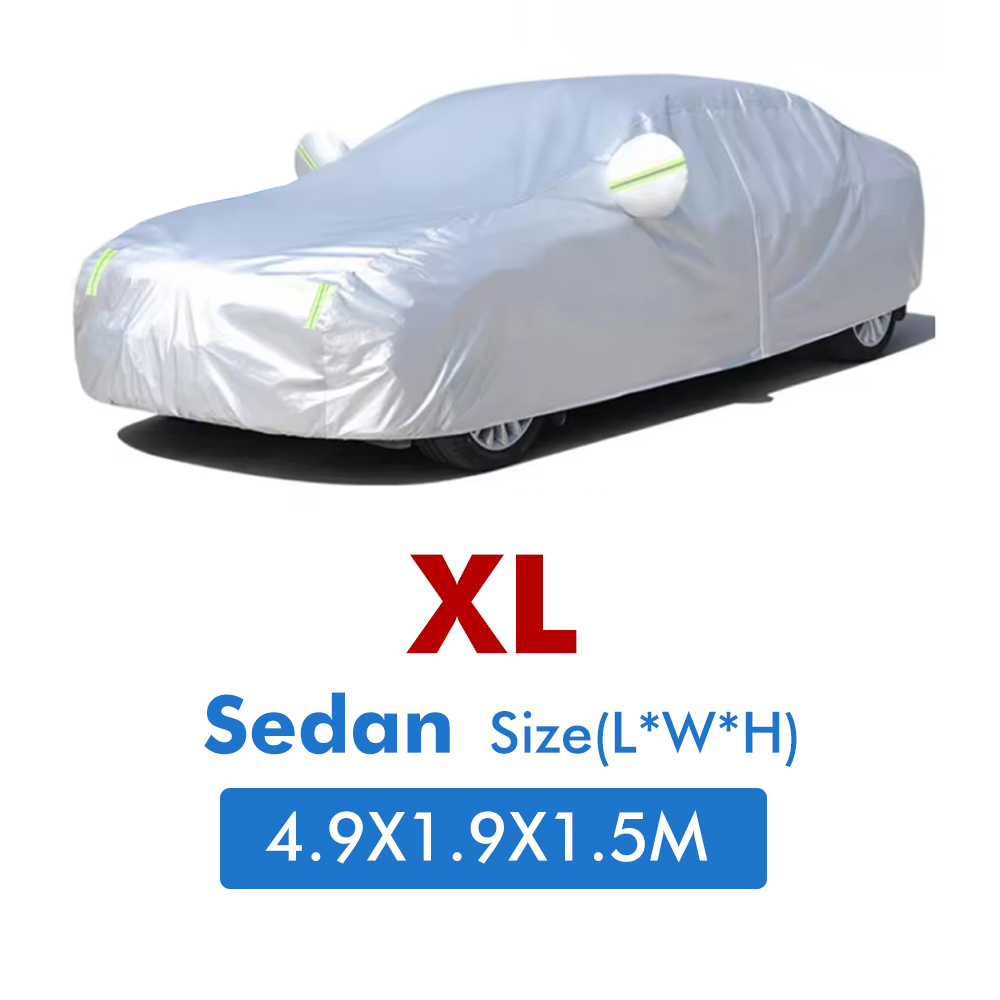 Cubierta de coche protección exterior cubierta de nieve exterior completa sombrilla a prueba de polvo cubierta de protección Oxford Universal para Hatchback Sedan: Gris