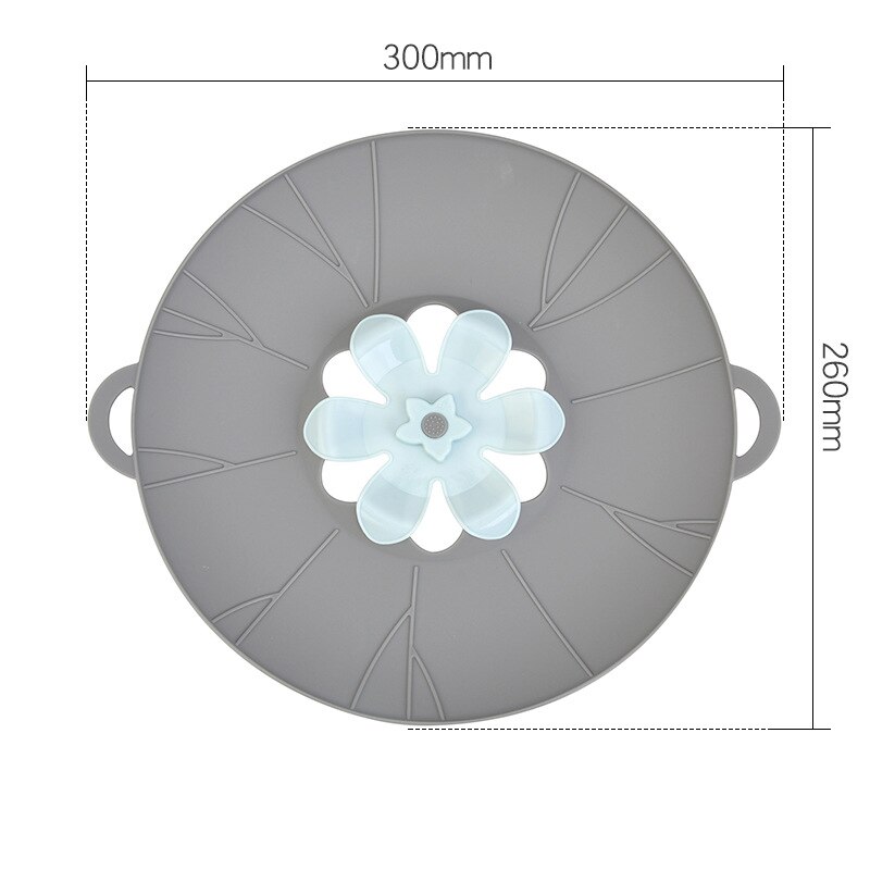 Silicone Anti-overflow Pot Lid Flower Shape Fresh-keeping Lid Steaming Rack Heat Insulation Rotatable Lid Kitchen Gadget: gray M