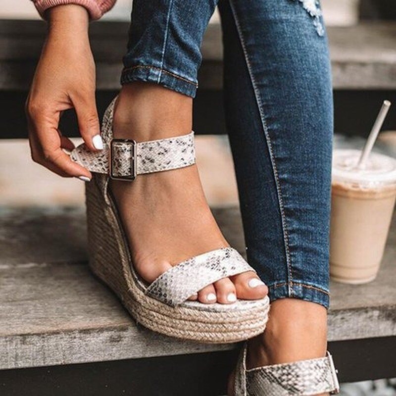 Zapatos Mujer Ladies Shoes Woman Chaussure Gladiator Women Wedge Summer Sandals Pumps Cross-tied High Heels Platform