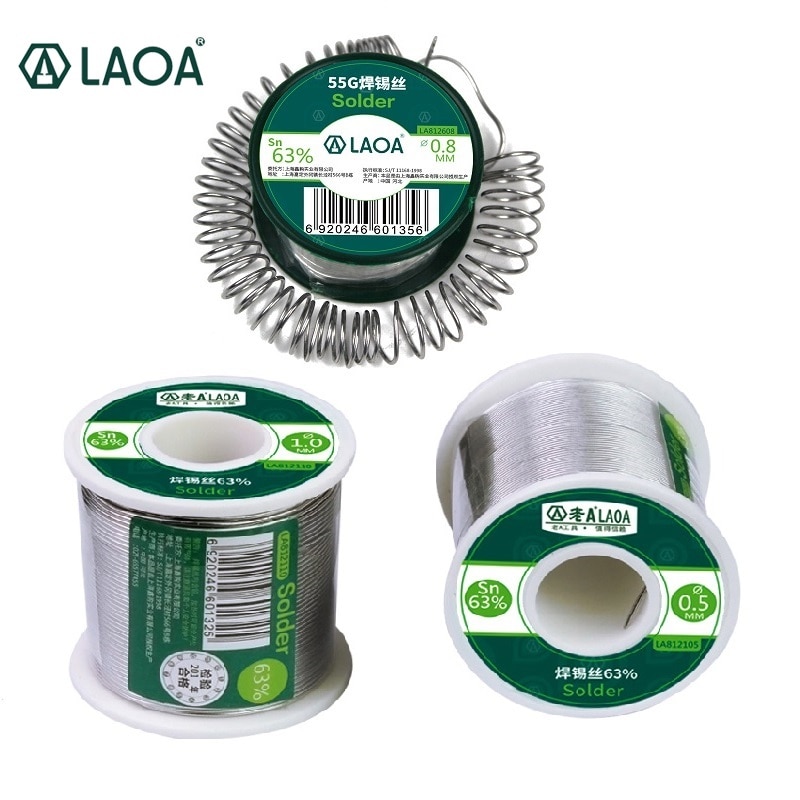 Laoa 1 Pcs 63% Solderen Tin Draad Lood Rosin Core Soldeer Draad 0.5-2.3 Mm Solderen Lassen Draden 55G 400G