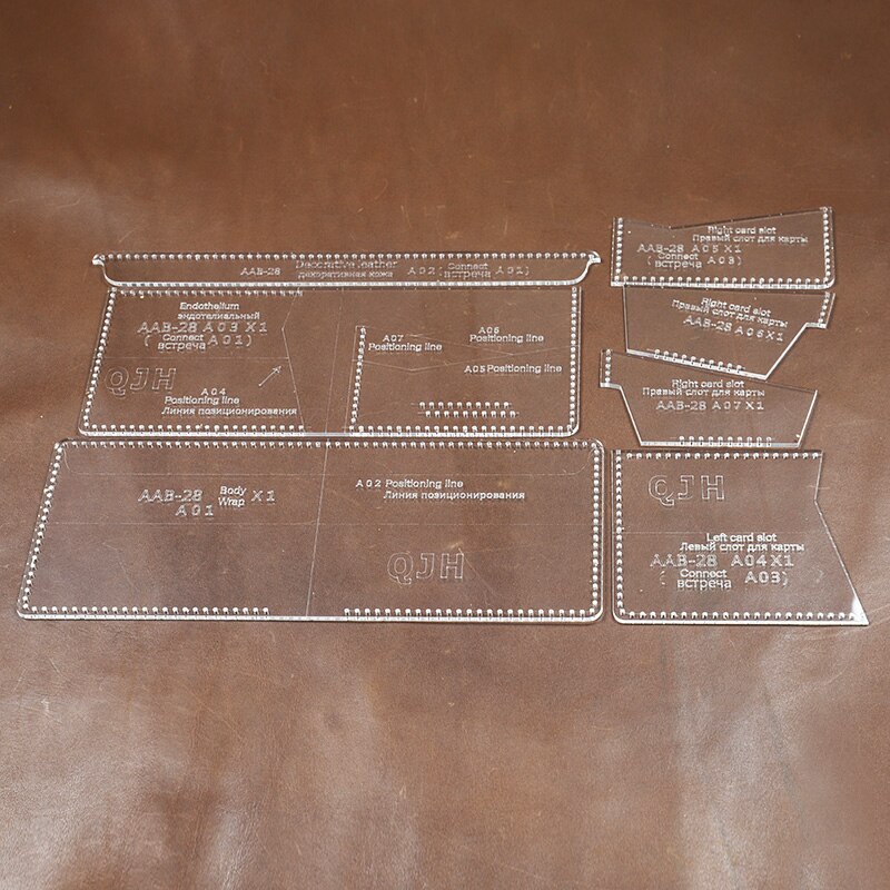 Molde para carteira de couro curto acrílico, faça você mesmo, artesanato, papel kraft, desenho, padrão de costura, ferramenta de artesanato de couro 9.5cm * 11.5cm * 2cm: Acrylic template