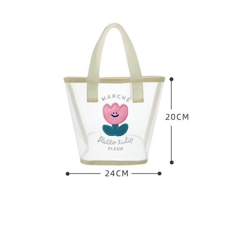 Korea Bear Flower Handbag Girls Summer Beach Travel Beach Bag Women Daily Shopping Bags Gauze Should Bags