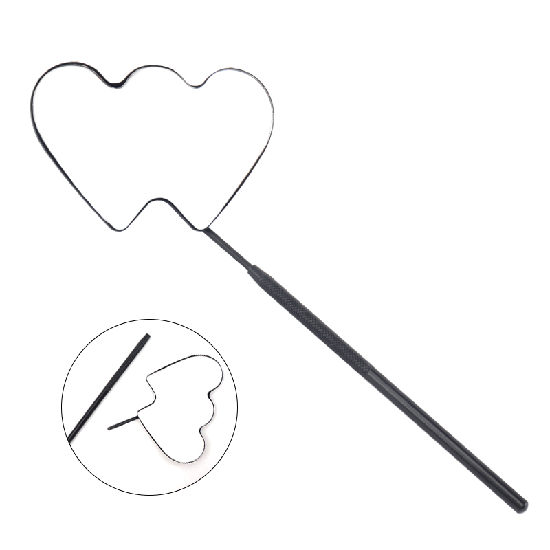 1pcs Stainless Steel Eyelash Checking Mirror Double Heart Shaped Magnifying Inspect Makeup Mirror Lash Extension Beauty Tools: Brown