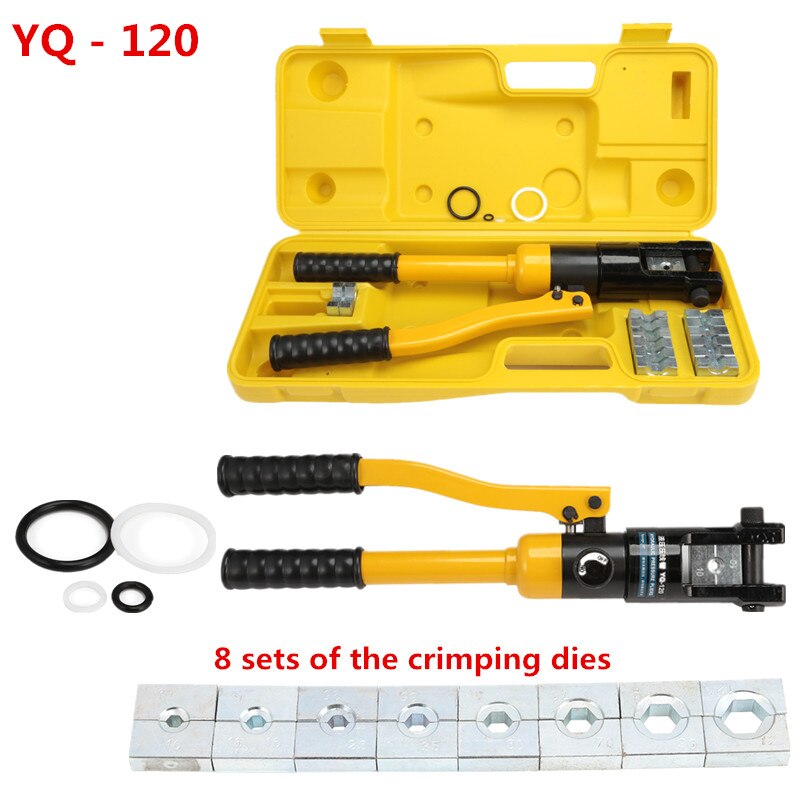 8T Hydraulic Pressure Clamping Pliers Kit With Dies Steel Cutter Power Tool Hydraulic Crimping Tool Hydraulic Compression Tool: YQ  120
