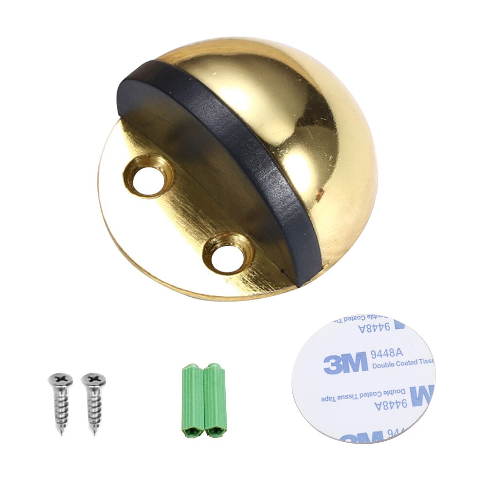 1 pc Anti-collision Door Stopper Non Punching Sticker Hidden Stainless Steel Rubber Door Stopper Door Wall Holders Catch: Gold