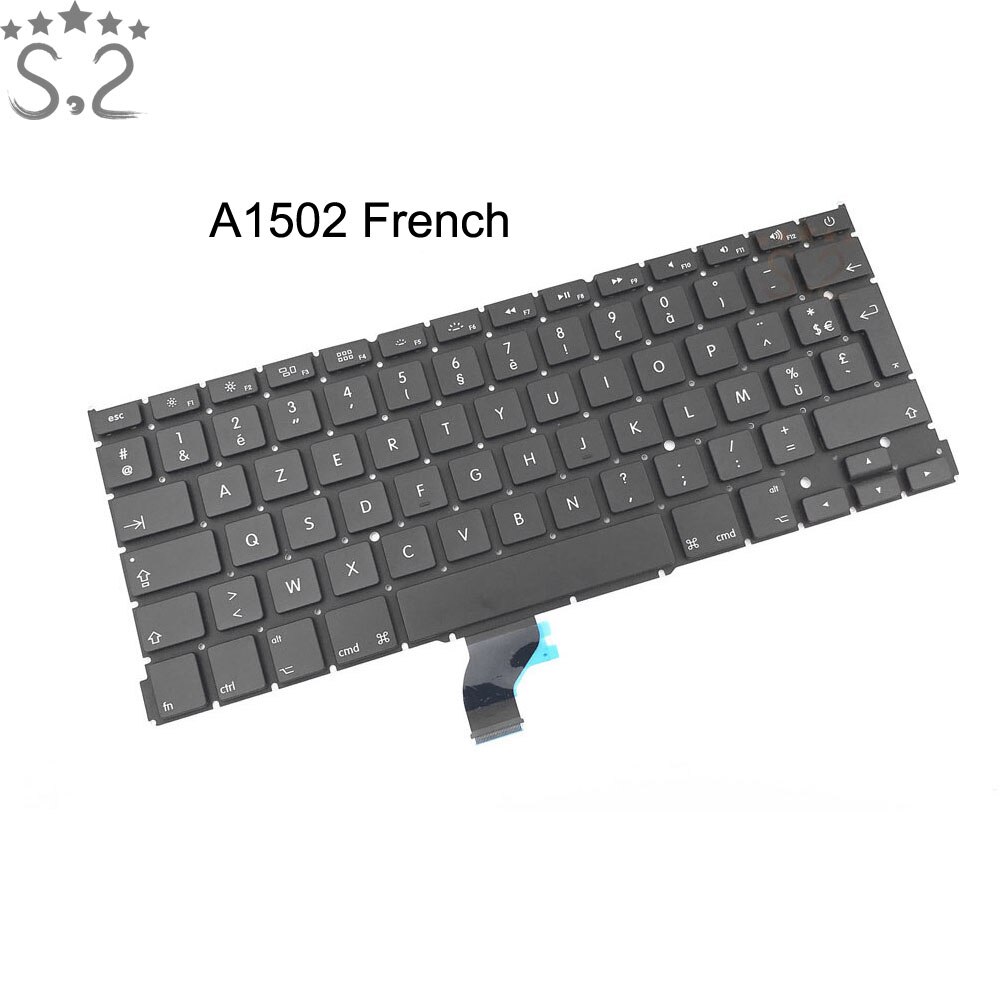 Keyboards For Macbook Pro Retina 13" A1502 Keyboard Replacement French/German/Italian/Koran/Russian/Spanish/UK/US/Arabic/Turkish