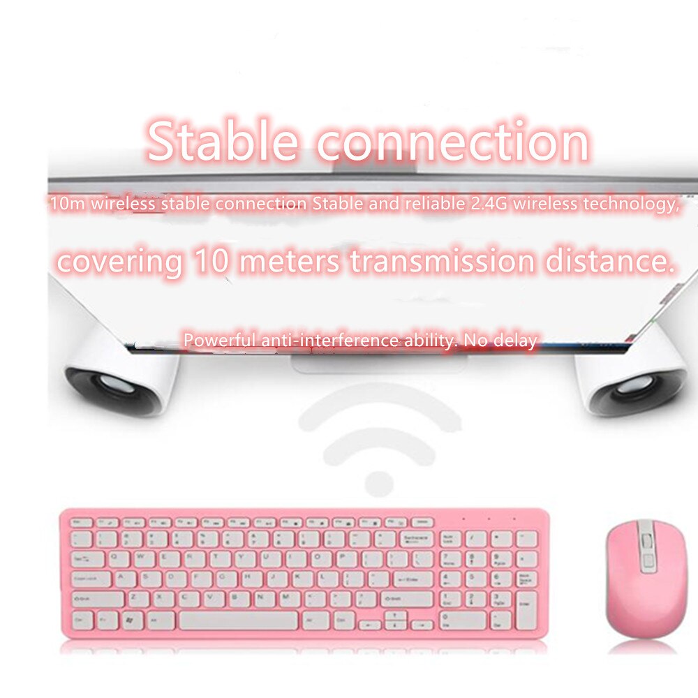 1000 DPI USB optical high-speed 2.4G receiver ultra-thin wireless office gaming keyboard and mouse set, suitable for PC laptops
