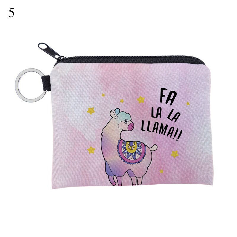 1 Pcs Unisex Cartoon Alpaca Printing Coin Purse Waterproof Small Zipper Purse Card Key Pouch Mini Square Wallet For: 5