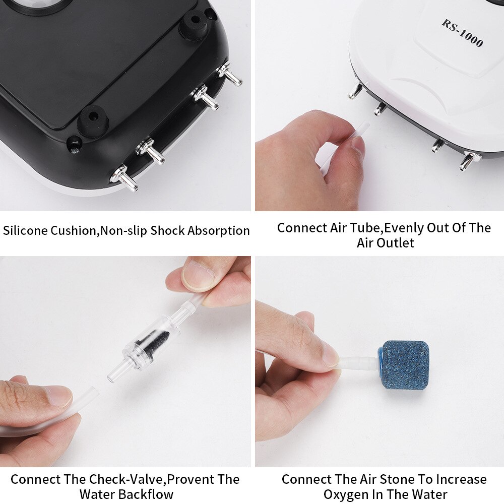 Rs -600/700/800/900/1000 aquarium luchtpomp stille compressor enkele en dubbele uitlaat zuurstofpomp aquarium aquarium accessoires