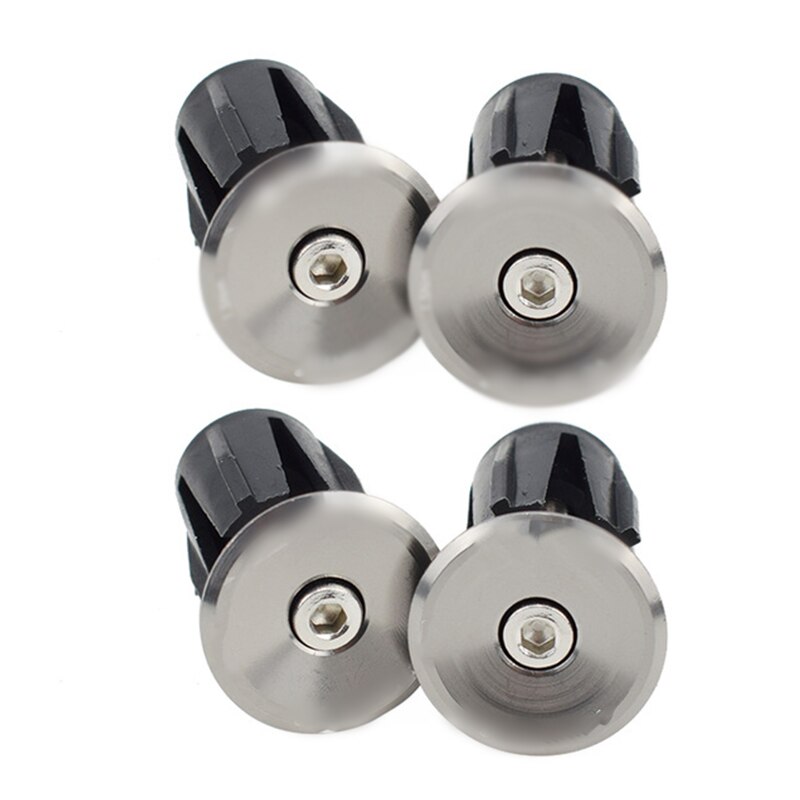 2 Pairs Bike Grip Handle Bar End Cap Aluminium Alloy MTB Handlebar Grips Plugs Caps For Bicycle Handlebar Accessory: 2 pairs sliver