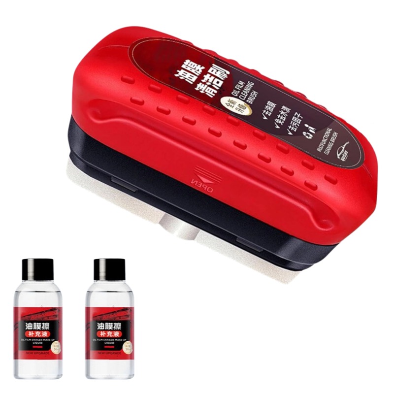 Car Glass Oil Film Remover Powerful Cleaner Car Glass Sponge Cleaning Brush Windshield Clear Window Stain Wiping Auto Detailing: Brown