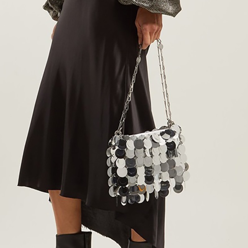 Sac à main à paillettes scintillantes pour femmes, pochette de soirée à chaîne, portefeuille fourre-tout, noir, or, argent