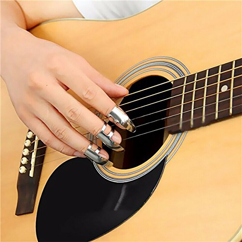 6Pcs Finger Picks Stainless Steel Metal Banjo Ukulele Guitar Picks