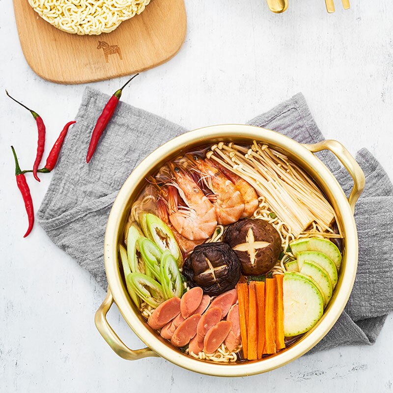 Koreansk ramen nudler gryte aluminiums suppekanne med lokk nudler melk eggesuppe kokekanne rask oppvarming til kjøkkenutstyr