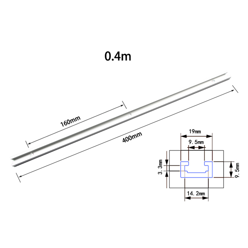 Træbearbejdning t-slot geringsspor/slids 300/400/500mm/600mm/800mm aluminium t-skinne til fræserbord: 400mm