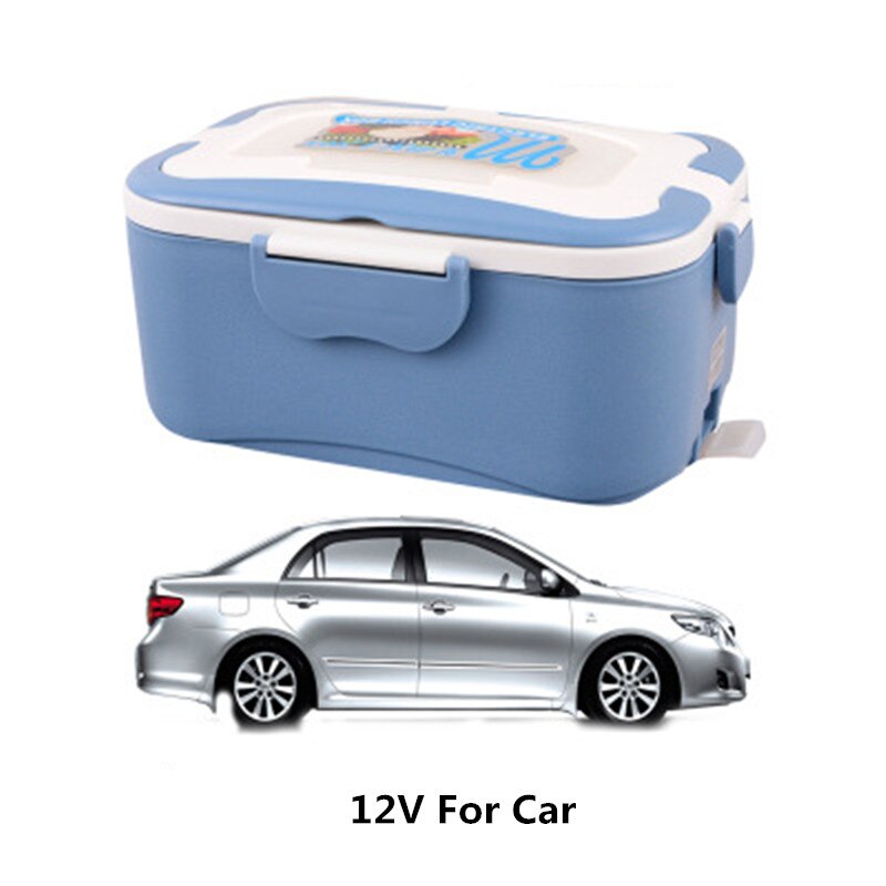 1.5l elektriska lunchboxar bärbara 12v/24v bilar elektriska uppvärmning lunchbox mat för resande box lunchbox för barn: Blå 12v