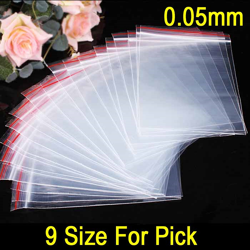 100 Stück/Packung kleine Plastiktüzehn mit Reißverschluss, wiederverschließnackt transparente Beutel, Schuhbeutel, Vakuum-Aufbewahrungsbeutel, transparente Poly-Beutel, Dicke 0,05 mm