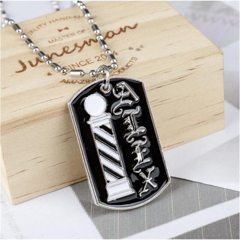 Barber Shop Pole Necklace Hair Dresser Tools 3D Barber Pole Razor Dryer Scissors Comb Hairdresser Pendants Necklaces Men Women: E