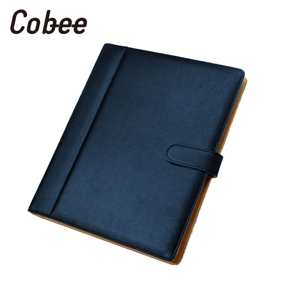 A4 PU File Folder Ring Binder Display Notebook 8 Packets Folders With Calculator Document Bag Organizer Business Office Supplies: blue