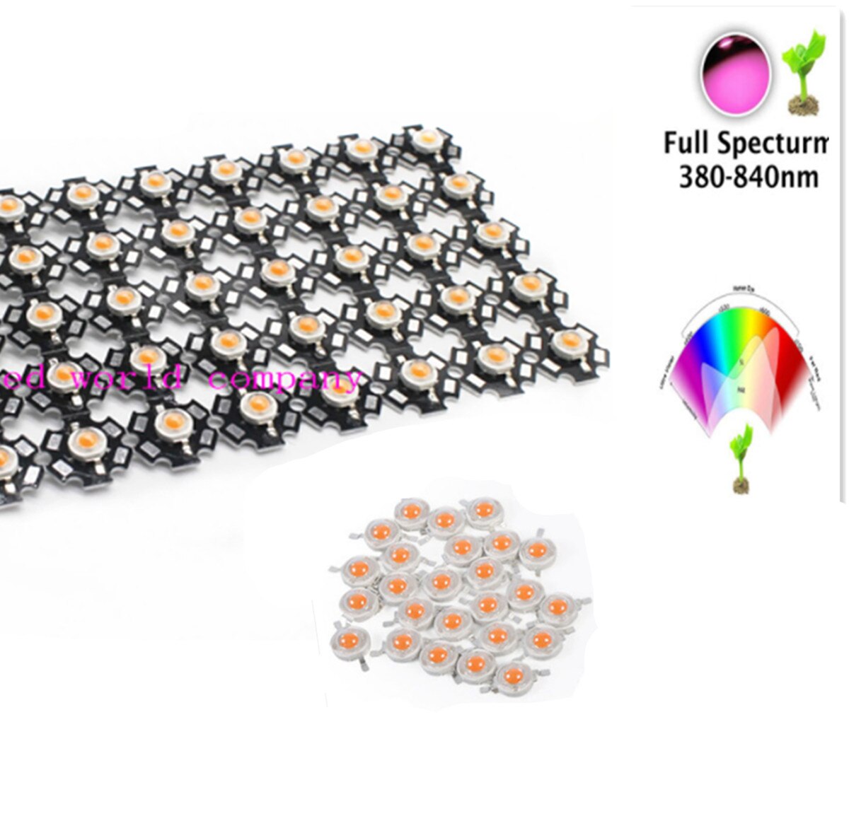 1w 3w 5w full spectrum led grow light chip 380-840nm , best led grow chip for indoor plant grow