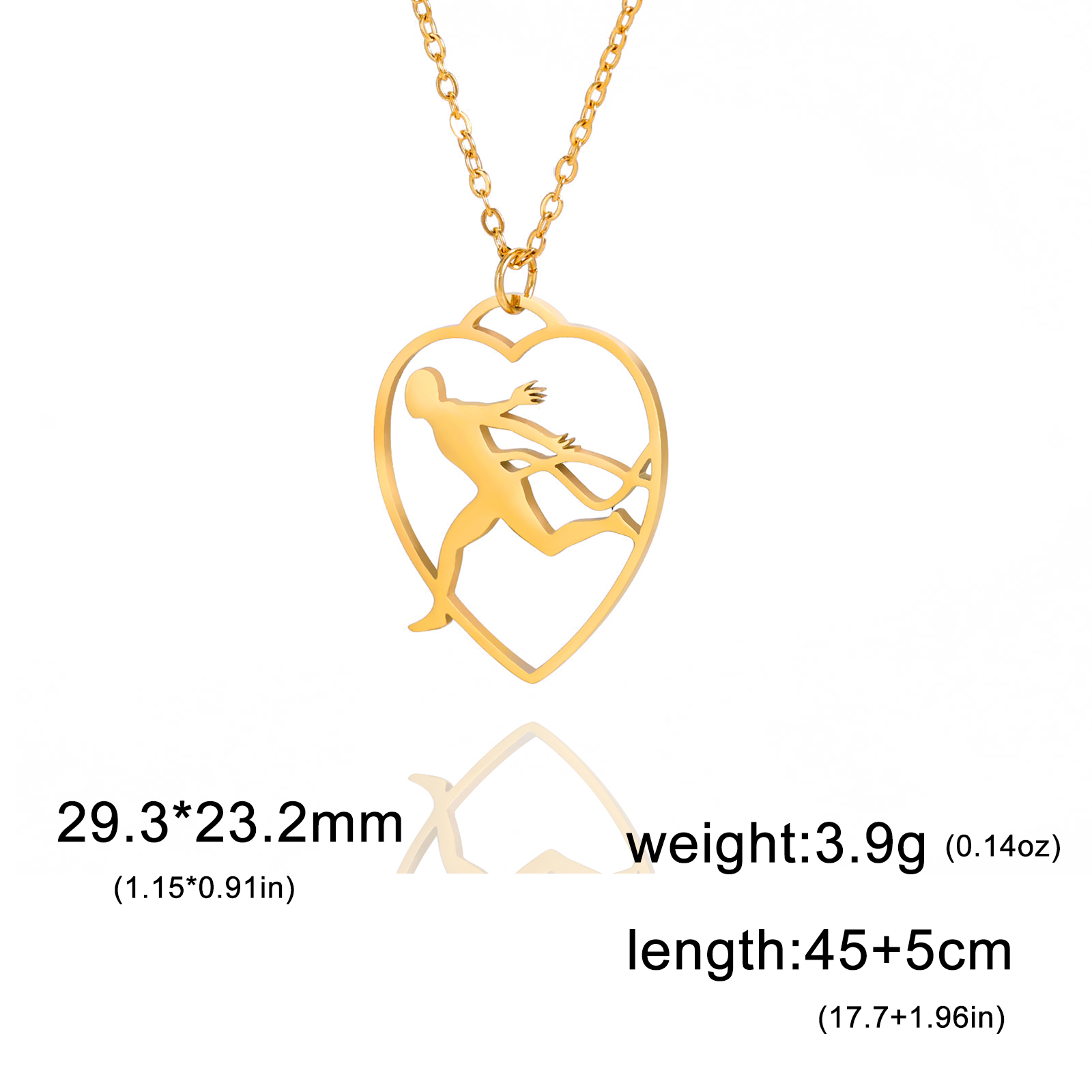 Trendy Gymnastics Taekwondo Sports Pendant Necklace Stainless Steel Hearts Round Shape Necklaces For Women Party Jewelry: Dark Gold