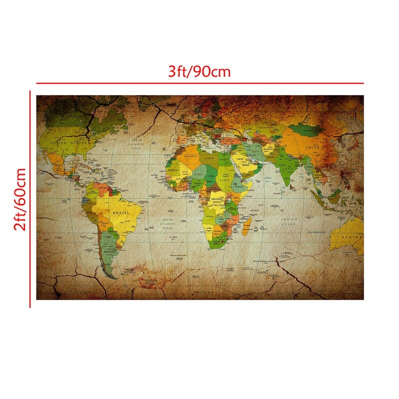 Retro World Map 90*60cm Posters and Prints Canvas Paintings Wall Art Pictures Room Home Decoration School Classroom Supplies