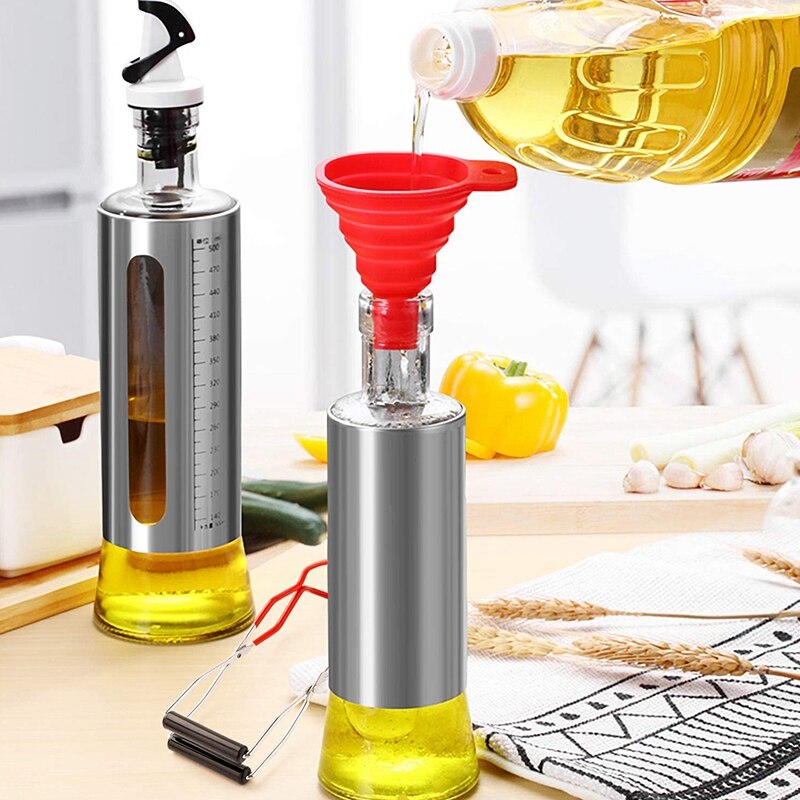 Canning Jar Lifter with Grip Handles and 3 Size Silicone Collapsible Funnel Red Foldable Canning Jar Funnel Set of 4