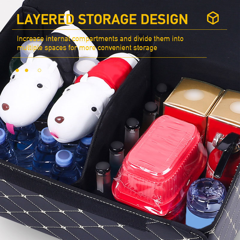 Caja de almacenamiento de maletero de coche, organizador de cuero resistente al agua, multiusos, desmontable, portátil, para todos los coches