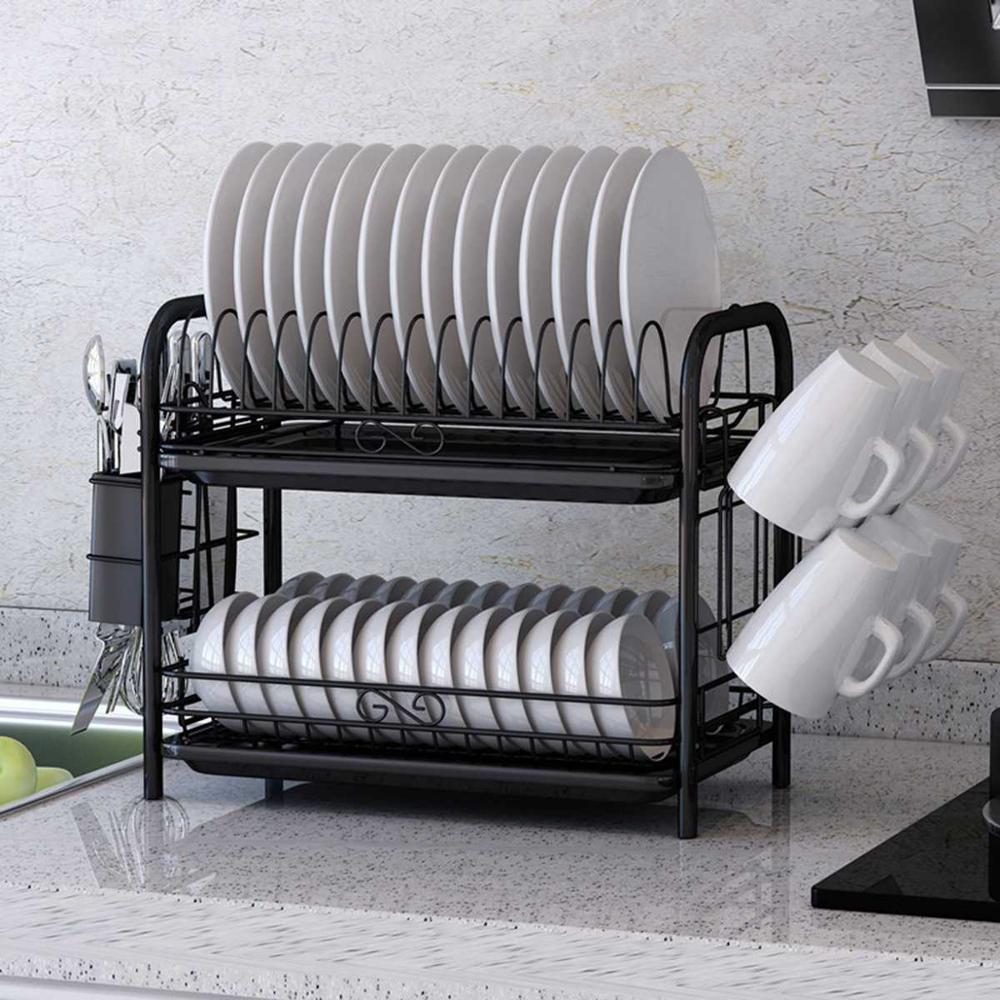 2/3New cuisine égouttoir à vaisselle séchage support étagères assiettes tasse vaisselle bol étagère panier: C 2 Tiers