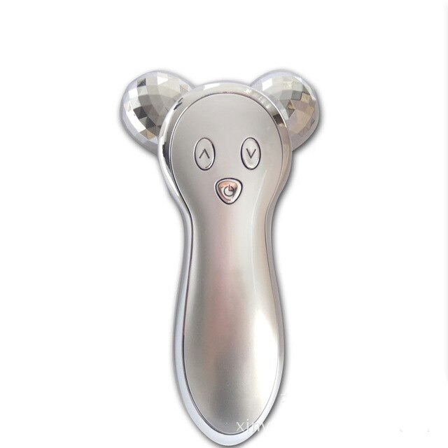 Mini Mikrostrom Facelifting Maschine Hautstraffung Verjüngung Spa USB Ladung Gesichts Falten-entferner Gerät Gesicht Walze: Silber