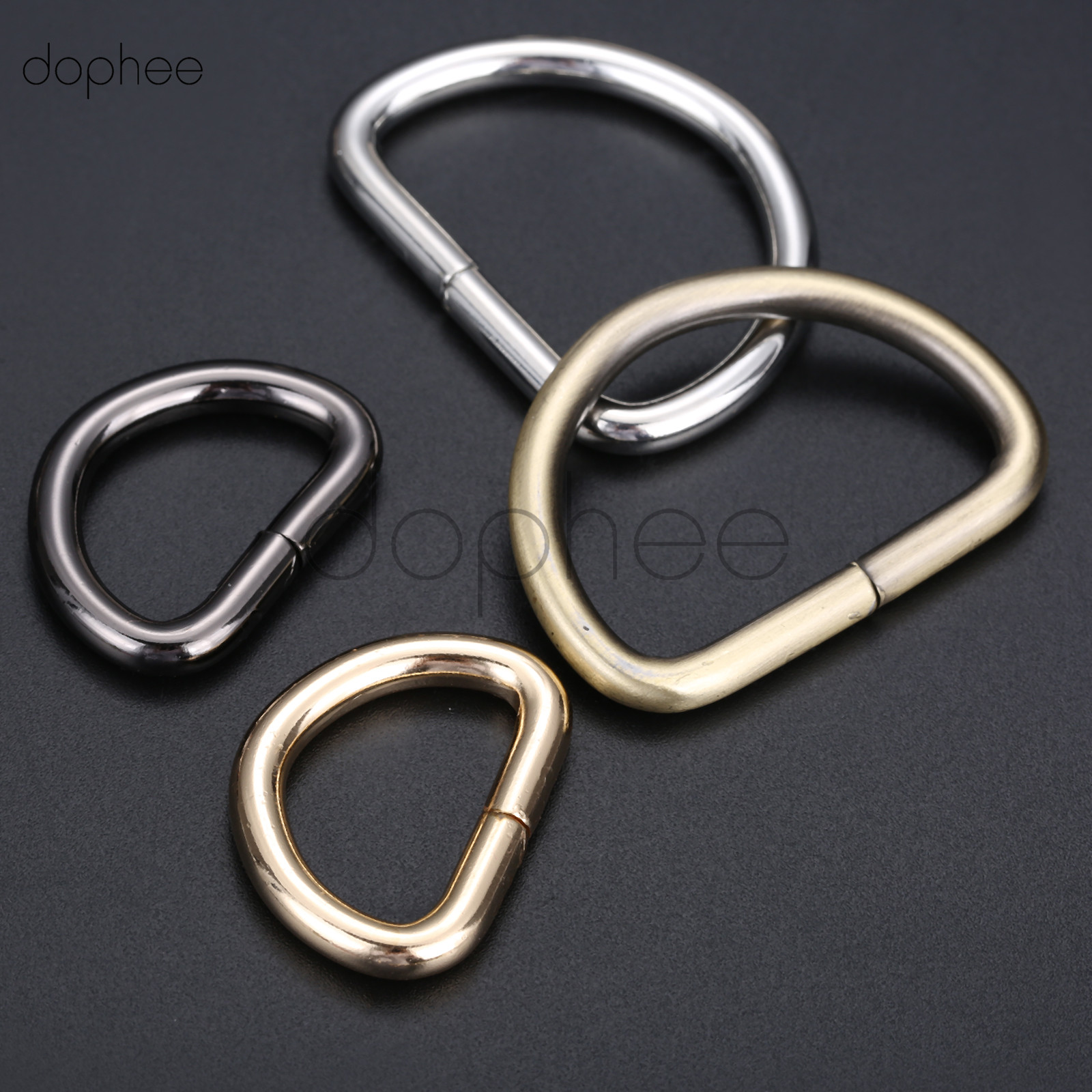 Dophee 10 pièces Anneaux en D 20mm 25mm 38mm sangle cerclage sacs accessoire de vêtement de détail non soudé en métal plat Dee bague