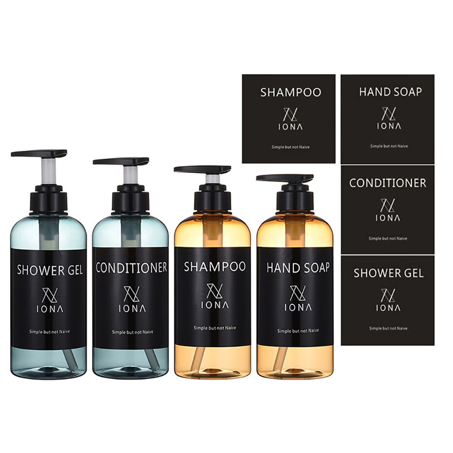 Soap Dispenser Sticker Set Shampoo Bodywash Conditioner Labels Removable Waterproof Unique Bottle Stickers Bathroom Accessories